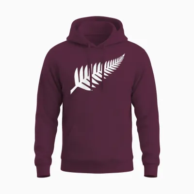 New Zealand Silver Fern Nz Black Proud Kiwi Rugby Gift T-Shirt, Black Unisex Hoodie - Maroon