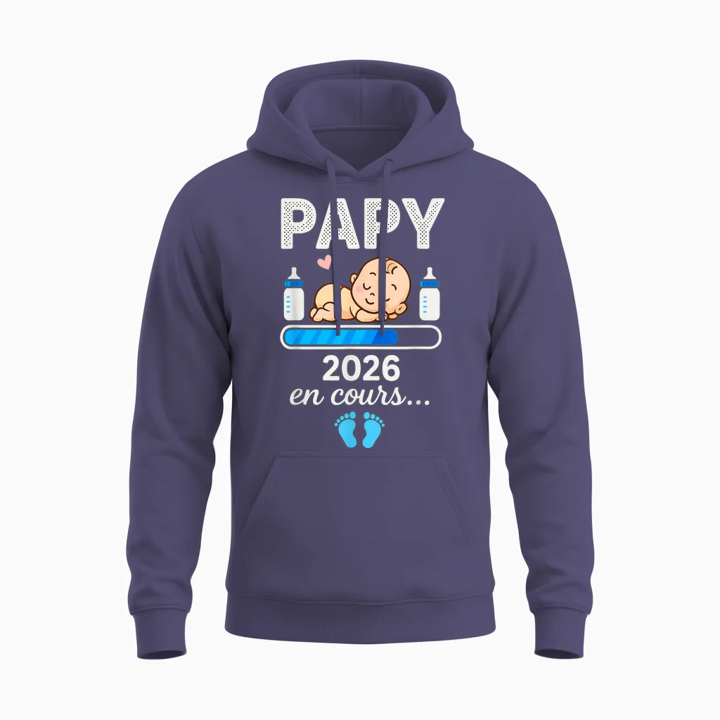 Grandpa Pregnancy Announcement 2026 for Future Grandparents Unisex Hoodie in Heather Sport Dark Navy
