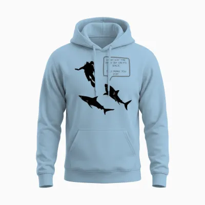 Funny Scuba Diving with Sharks T-Shirt Gift Unisex Hoodie - Light Blue
