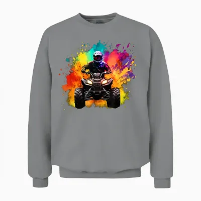 Colourful Quad for Mud Lovers, Boys and Girls T-Shirt, Black Unisex Sweatshirt - Sport Grey