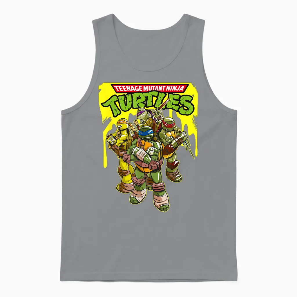 Tmnt Yellow Splatter Paint Unisex Tank Top in Sport Grey