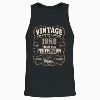 43 Years Man 1982 Birthday T Shirt 43 Years Man 1982 T-Shirt, Black, S Unisex Tank Top - Black