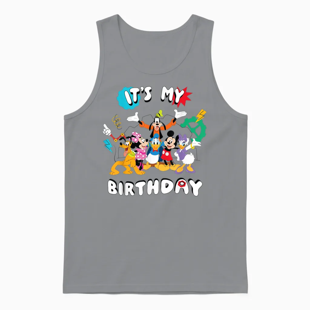 Disney Jr. Mickey & Friends "it's My Birthday" Party Unisex Tank Top in Sport Grey