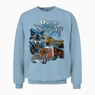 Queens of the Stone Age Wolf Skyline Hard Rock Unisex Sweatshirt - Light Blue