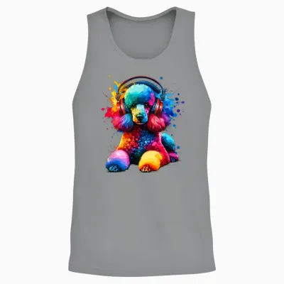 Colourful Splash Art Headphones Poodle Dog Toy Poodle Unisex Tank Top - Sport Grey