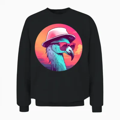 Style Flamingo Lovers Retro Unisex Sweatshirt - Black