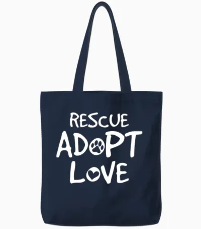 Rescue Adopt Love Dog Rescue Rescuing Dogs Dog Lov Tote Bags - Navy
