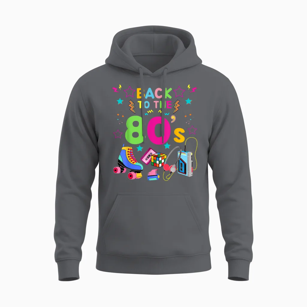 Best 80s Costume Theme Party Carnival - I Love 80s T-Shirt, Black Unisex Hoodie in Charcoal