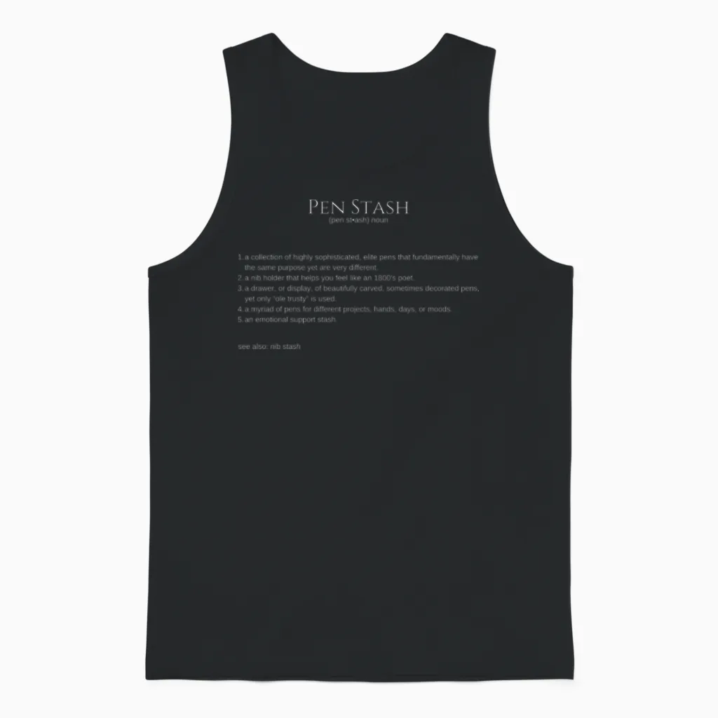 Pen Stash White Unisex Tank Top in Black