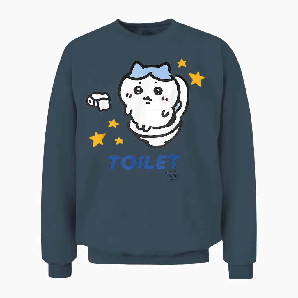 Toilet Time Chikawa Meme Memes & Humor Unisex Sweatshirt in Dark Heather