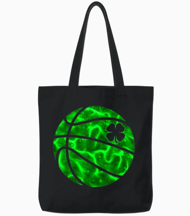 Basketball Shamrock Lucky Clover Irish St Patrick's Day Boys Tote Bags in Black