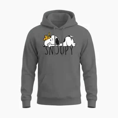 Peanuts - Snoopy with Woodstock Long Sleeve Shirt, Black, S Unisex Hoodie - Graphite Heather