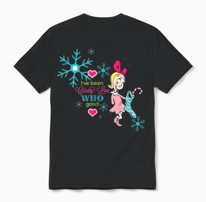 Dr. Seuss Cindy-Lou Who Good Short Sleeve Unisex T-Shirt in Black