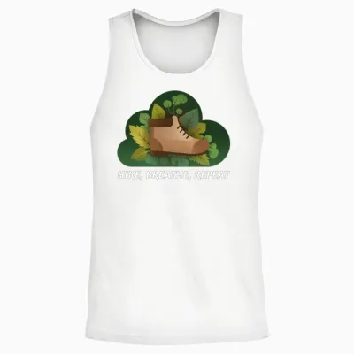 Hike, Breathe, Repeat Hiking Unisex Tank Top - White