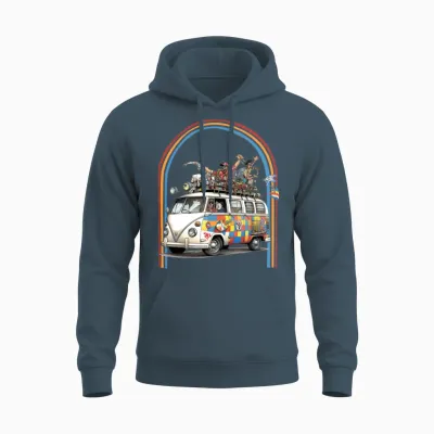 Racing Hippie Van Retro Unisex Hoodie - Dark Heather