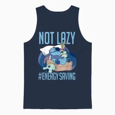 Disney Lilo & Stitch Not Lazy Energy Saving Unisex Tank Top - Navy