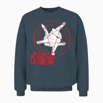 Jedes Mal, Wenn Eine Katze Sich Reinigt, Verehrt Den Dunklen Herrn Unisex Sweatshirt - Dark Heather