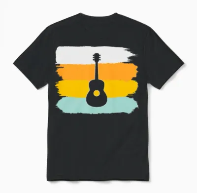 Guitar Retro Unisex T-Shirt - Black