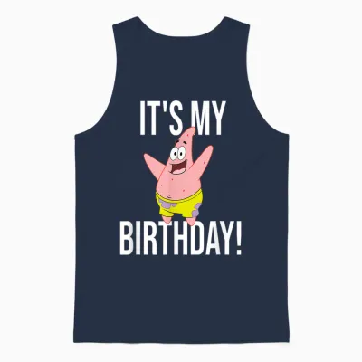 Mademark X Spongebob Squarepants - Patrick Star - It's My Birthday! Unisex Tank Top - Navy