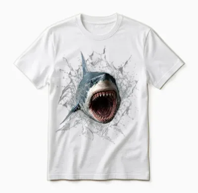 Cadeau Original Effet Optique Grand Requin Blanc Trompe œil Unisex T-Shirt - White
