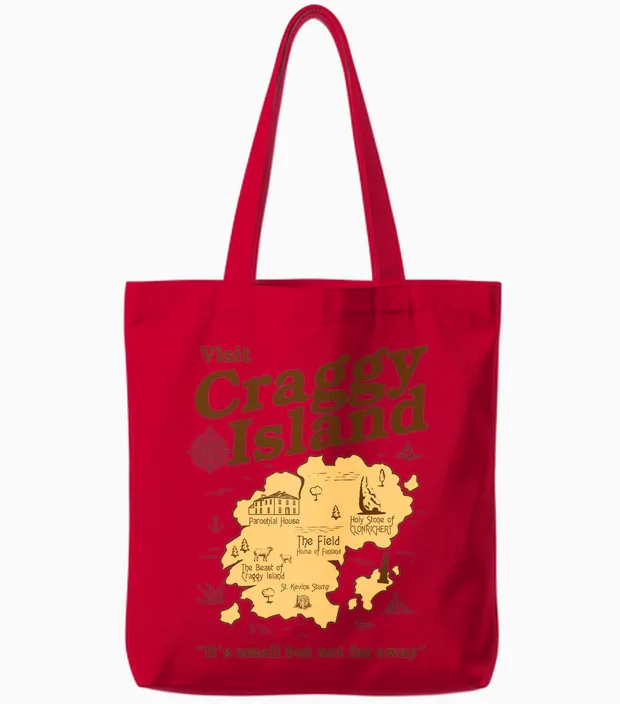 Visit the Map of Craggy Island β It's Small but Not Far Long Sleeve, Grey, S Tote Bags in Red