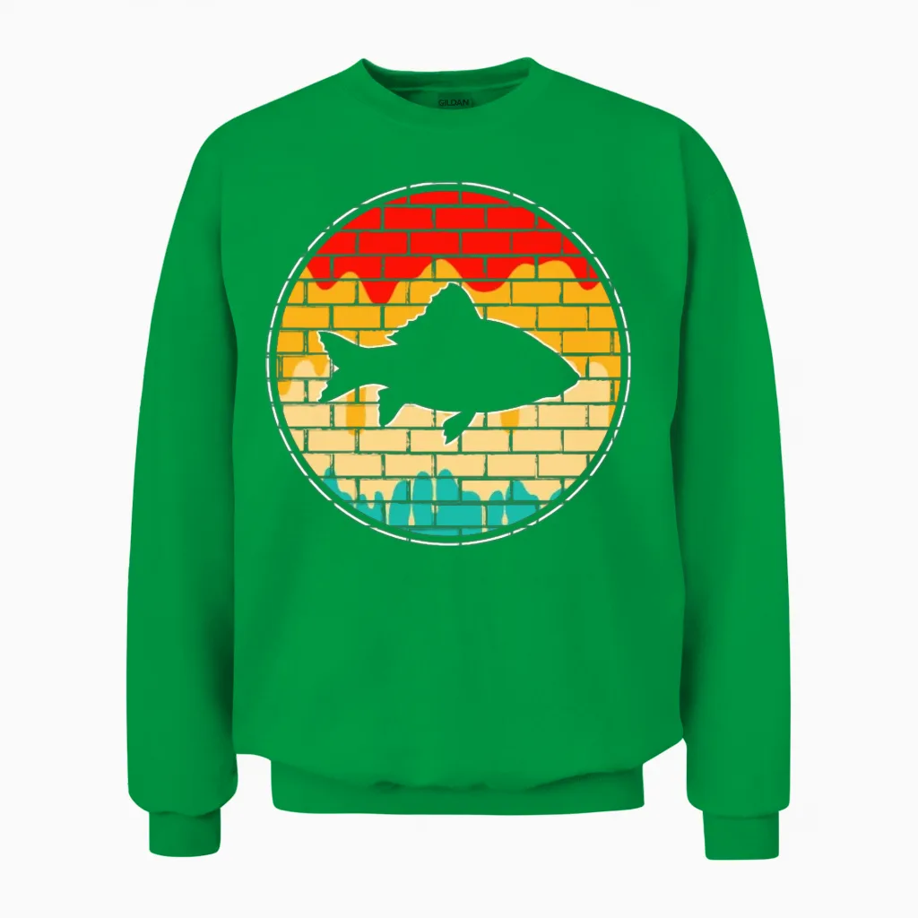 Fish Retro Unisex Sweatshirt in Irish Green
