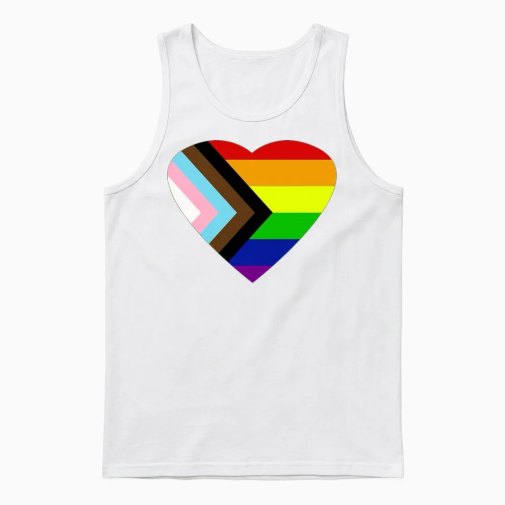 Pride Progress Rainbow Flag Lgbt Unisex Tank Top in White