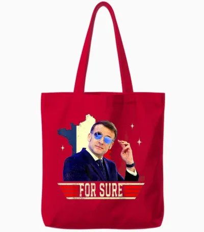 For Sure Emmanuel Macron Glasses Tote Bags - Red