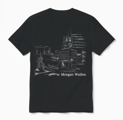 Official Morgan Wallen Illustrated Unisex T-Shirt - Black