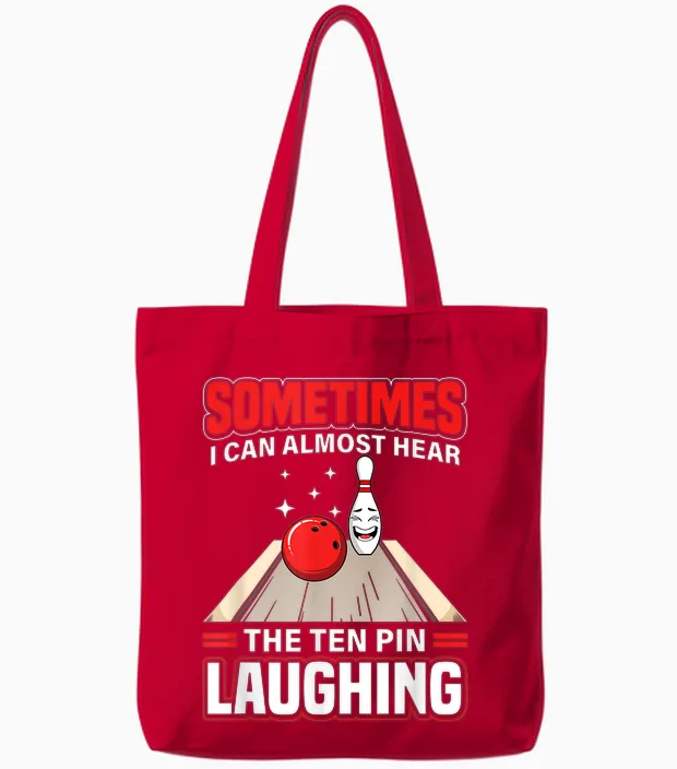Funny Hear the Ten Pin Laughing Cool Bowling Sport Bowler Tote Bags in Red