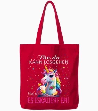 Unicorn Bin Da Kann Losgehen Und Ja Es Eskaliert Eh Kostüm Tote Bags - Red