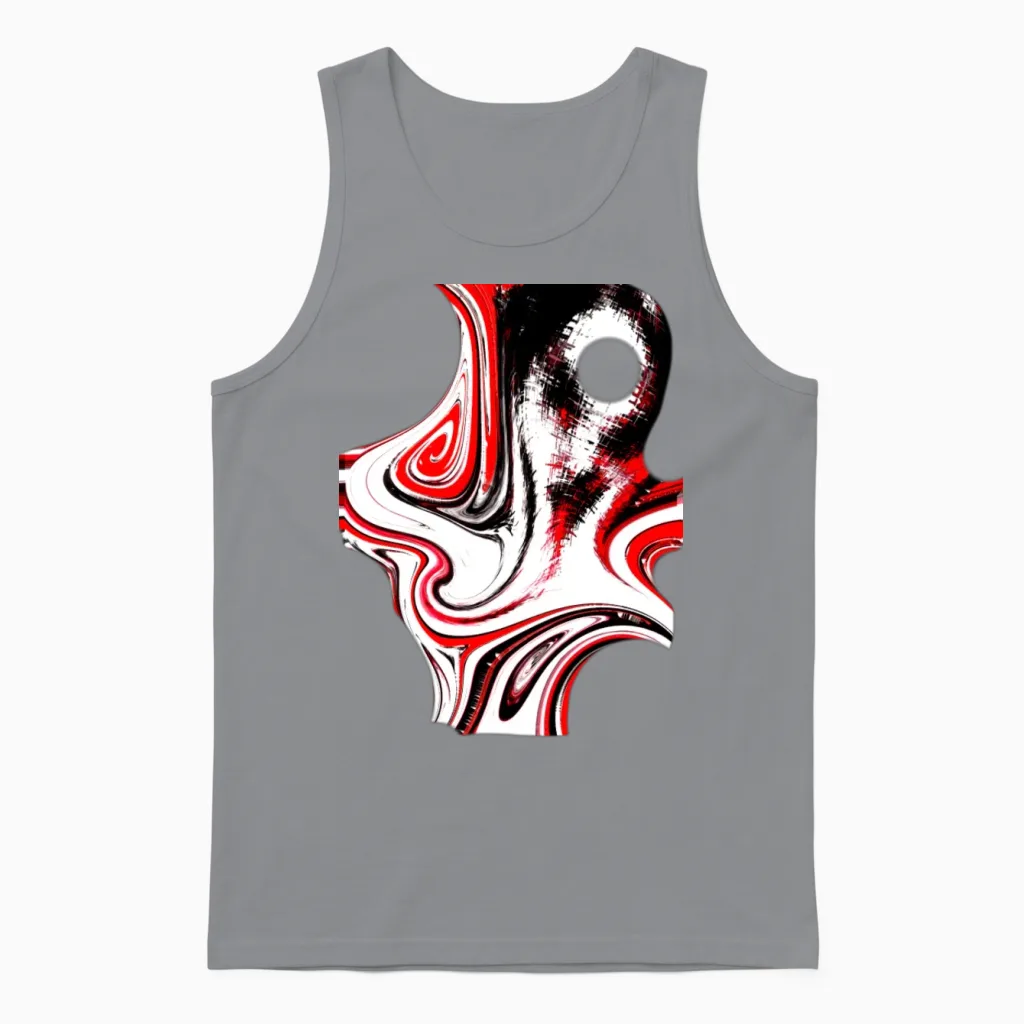 Octopus Woman Dark Red Black White Unisex Tank Top in Sport Grey