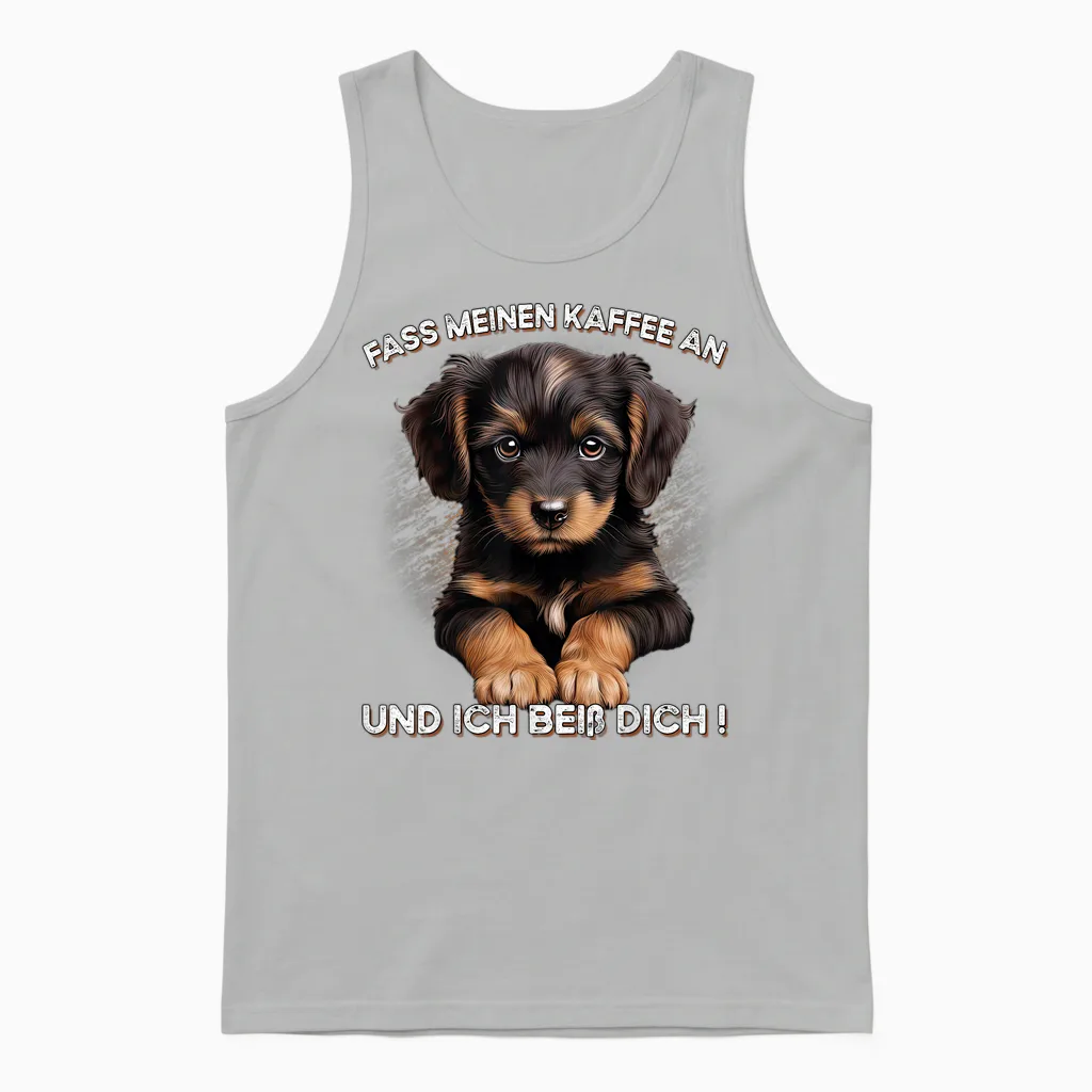 Fass Meinen Kaffee an Und Ich Beiß Dich Unisex Tank Top in Ash