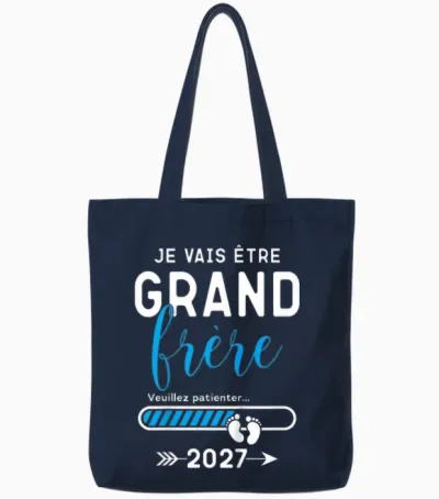 Enfant Futur Grand Frère 2027, Je Vais être Grand Frère 2027 Tote Bags - Navy