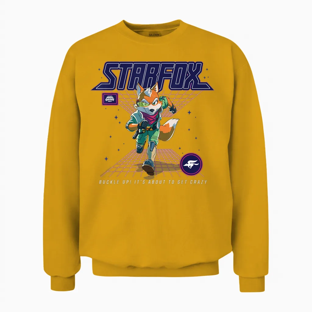 The Super Mario Galaxy Movie Starfox About to Get Crazy Unisex Sweatshirt in Gold