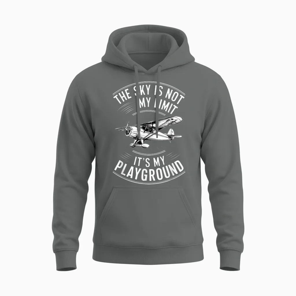 Funny Pilot the Sky Is Not My Limit It's My Playground T-Shirt, Black, S Unisex Hoodie in Graphite Heather