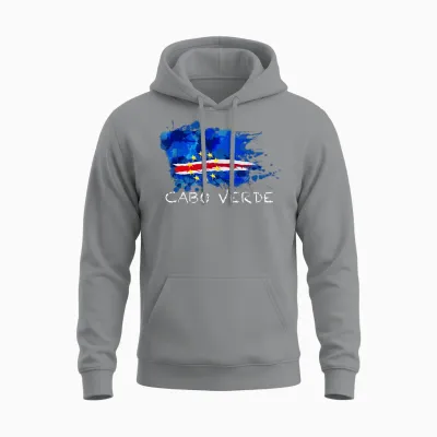 Cabo Verde Flagge Mit Weißem Text Unisex Hoodie - Sport Grey