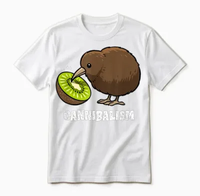 Kiwi Cannibalism Funny Kiwi Bird Joke Cannibal Pun Bird Unisex T-Shirt - White