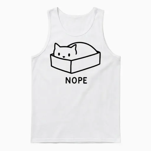 Nope Cat Lovers Unisex Tank Top in White