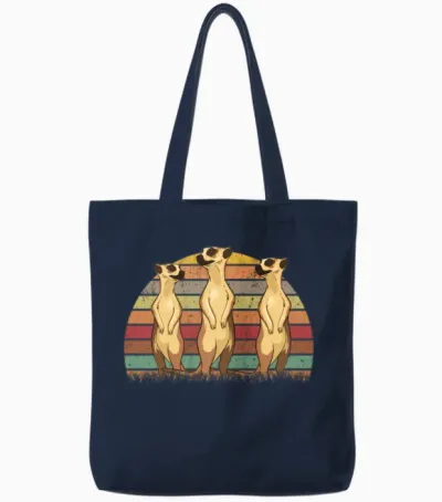 Meerkat Vintage Retro Tote Bags - Navy