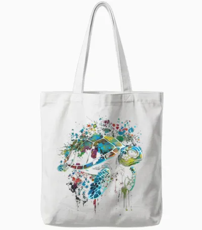 Turtle Tank Safari Animal Favourite Animal Turtle T-Shirt, Black Tote Bags - White