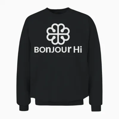 Bonjour Hi Unisex Sweatshirt - Black