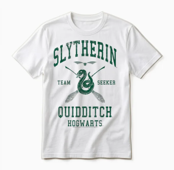 Harry Potter Slytherin Team Seeker Hogwarts Quidditch Unisex T-Shirt in White