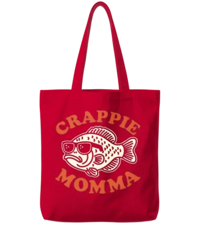Crappie Momma Retro Fishing Tote Bags - Red