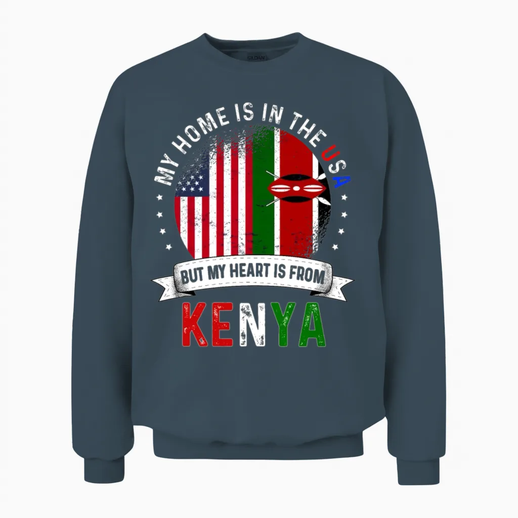 Kenyan American Flag Kenyan Roots Usa Citizen Unisex Sweatshirt in Dark Heather
