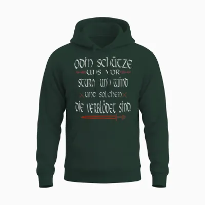 Odin Protect Us Against Storm and Wind Funny Viking Unisex Hoodie - Forest