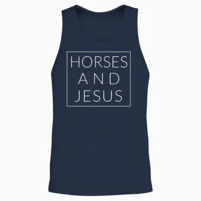 Horses and Jesus Fun Christian Horse Minimal Pony Unisex Tank Top - Navy