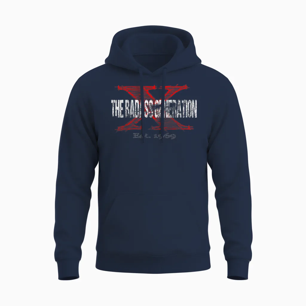 Gen X 1969, Retro-Generation Xer Unisex Hoodie in Navy