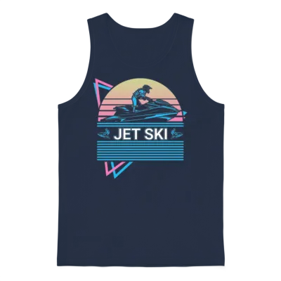 Jet Ski Retro Unisex Tank Top - Navy