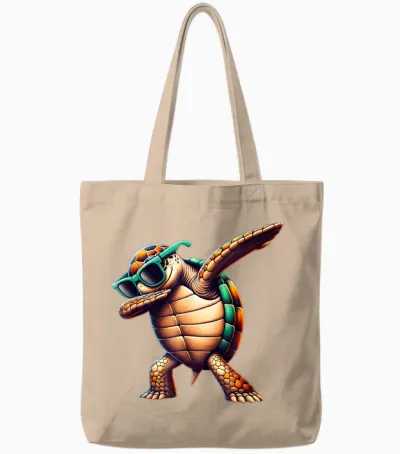 Schildkröte Dabbing Tanzen Jungs Mädchen Tote Bags - Natural